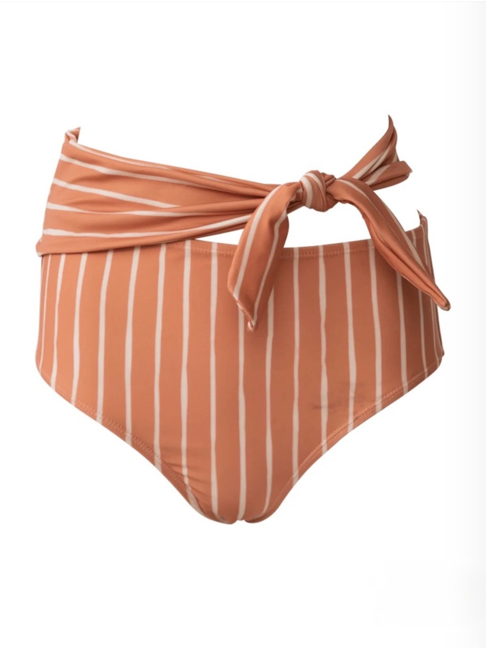 NWT NANI Terracotta Orange Cream Striped Side Tie Bikini Bottom Medium UPF 50